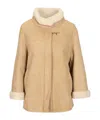 Fay Stand Collar Leather Jacket In Nude