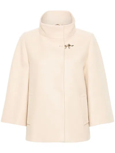 Fay High Collar Wool Cape In Neutrals