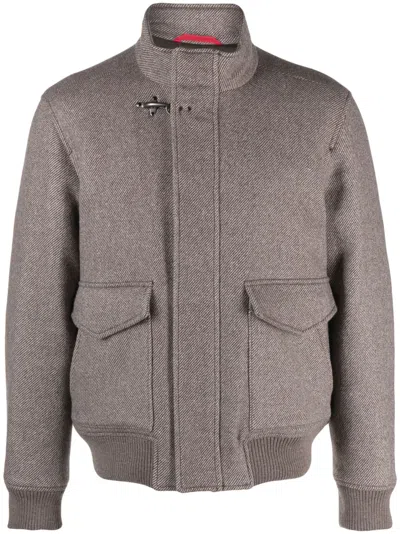 Fay Jacke Mit Diagonalen Streifen In Brown