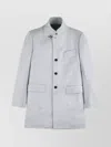 Fay Light Grey Yarn-dyed Wool Blend Fabric Coat In White