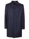 Fay Straight Cut Wool Coat With Classic Collar In Black