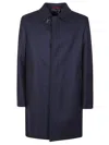 Fay Straight Cut Wool Coat With Classic Collar In Blue