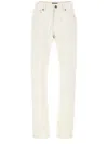 Fay Classic Straight-leg Jeans With Subtle Stitching In Beige