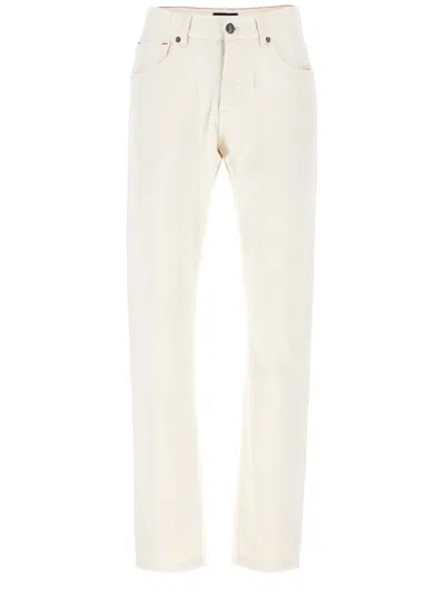 Fay Straight Leg 5-pocket Jeans In Beige