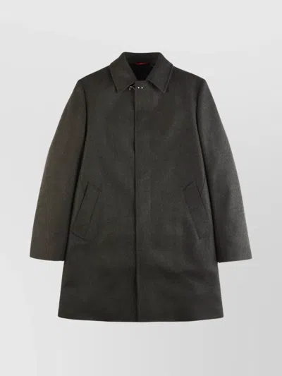 Fay Straight Wool-cashmere Blend Coat With Side Pockets In Multicolor