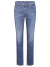 Fay Stretch Cotton Denim Jeans With Iconic Leather Patch In Blue