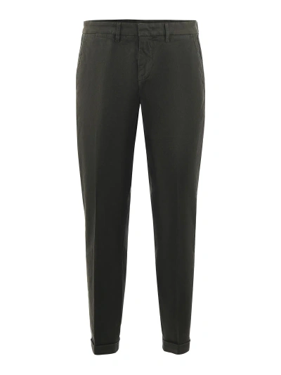 Fay Stretch Cotton Trousers In Green