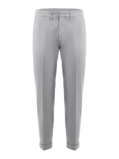 Fay Stretch Cotton Trousers In Grey