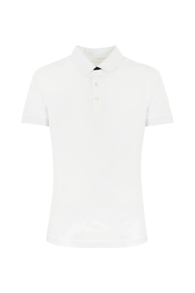 Fay Stretch Cotton Polo Shirt In Bianco