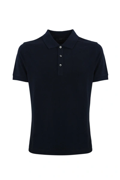 Fay Stretch Cotton Polo Shirt In Blue