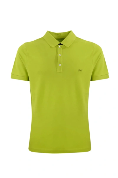 Fay Stretch Cotton Polo Shirt In Lime