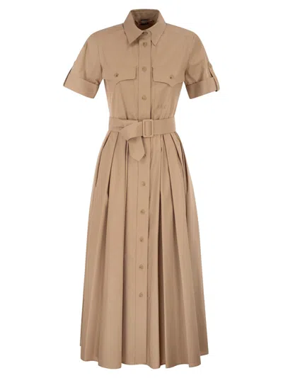 Fay Women Stretch Cotton Poplin Shirt Dress In White