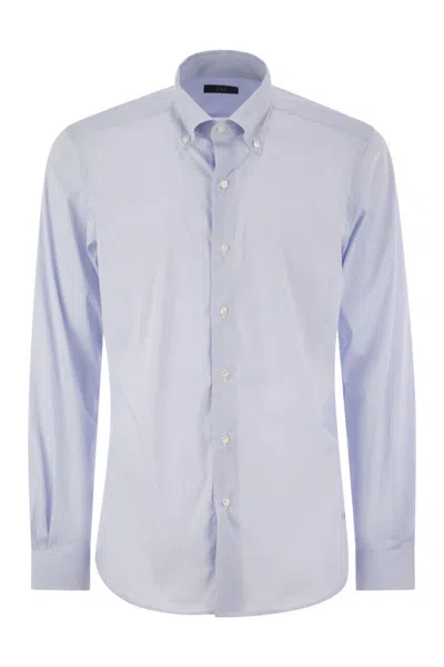 Fay Stretch Cotton Shirt In Blue