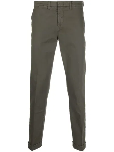 Fay Stretch-cotton Tapered Chino Trousers In Green