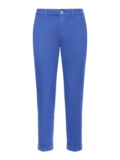 Fay Stretch Cotton Trousers In Blue