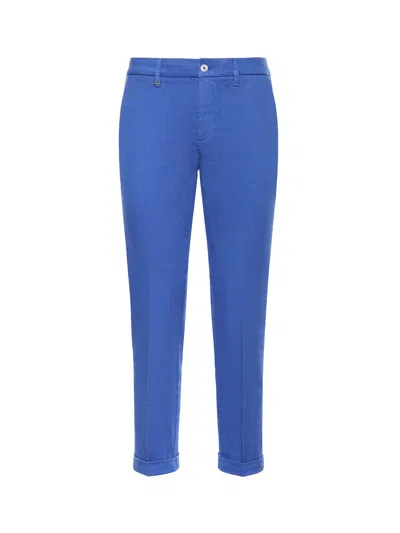 Fay Stretch Cotton Trousers In Blue