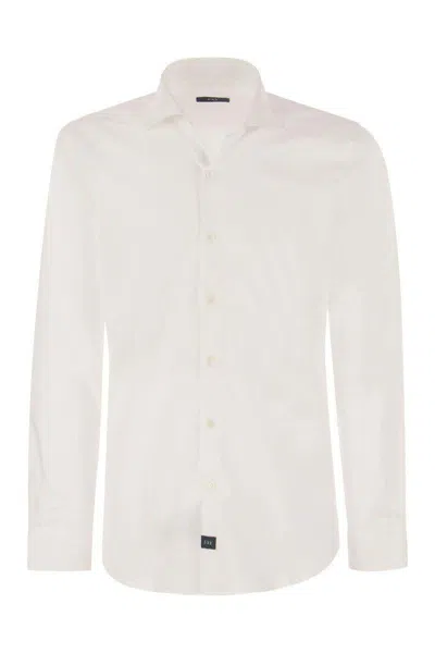 Fay Stretch French Collar Shirt In Neutral