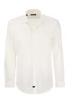 Fay Men Stretch French Collar Shirt In White