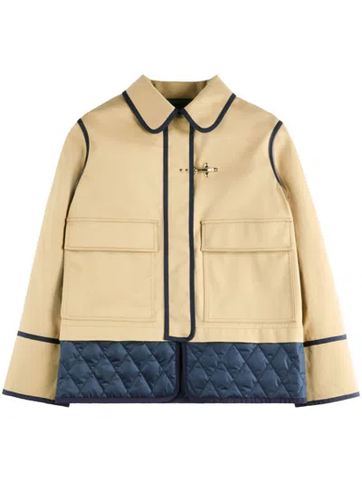 Fay Stretch Gabardine Caban Jacket In Beige