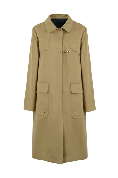 Fay Stretch Gabardine Car Coat In Beige