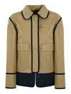 Fay Stretch Gabardine Pea Coat With Hook In Beige