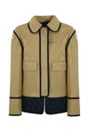 Fay Stretch Gabardine Pea Coat With Hook In Beige/blu