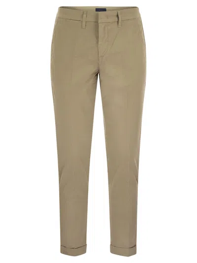 Fay Stretch Gabardine Slim Trousers In Beige