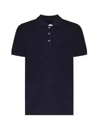 Fay Stretch Pique Polo In Blue