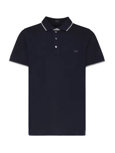Fay Stretch Pique Polo In Black