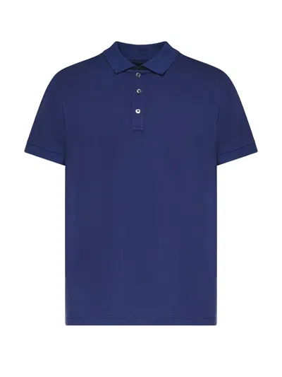 Fay Stretch Pique Polo In Blue