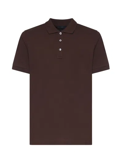 Fay Stretch Pique Polo In Brown