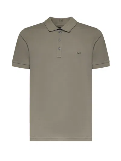Fay Stretch Pique Polo In Brown