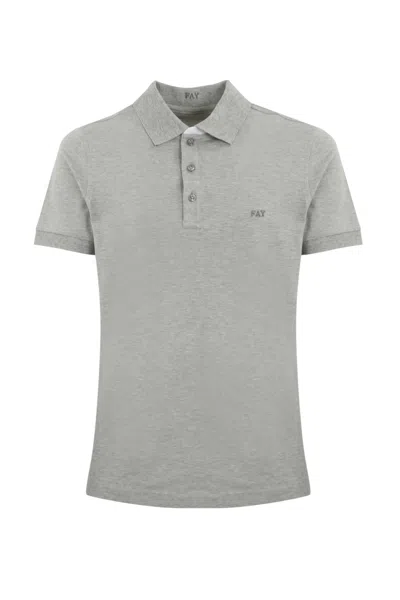 Fay Logo-embroidered Polo Shirt In Grigio