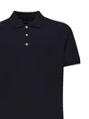 Fay Stretch Piquet Ribbed Polo In Blue