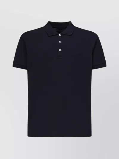Fay Stretch Piquet Ribbed Polo Shirt In Blue