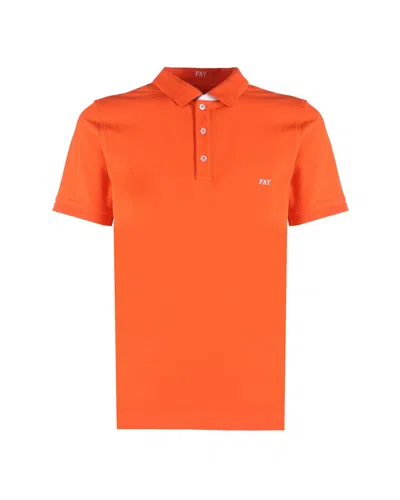 Fay Stretch Cotton Polo In Orange
