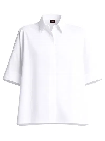 Fay Wide Fit Poplin Stretch Shirt In White