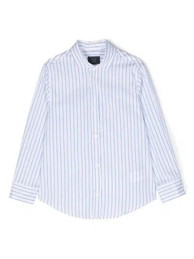 Fay Kids' Stripe-print Cotton Shirt In Weiss