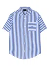 Fay Stripe-print Short-sleeve Shirt In Blau