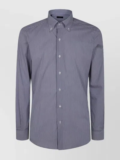 Fay Striped Button-down Collar Long Sleeves Shirt In Blue