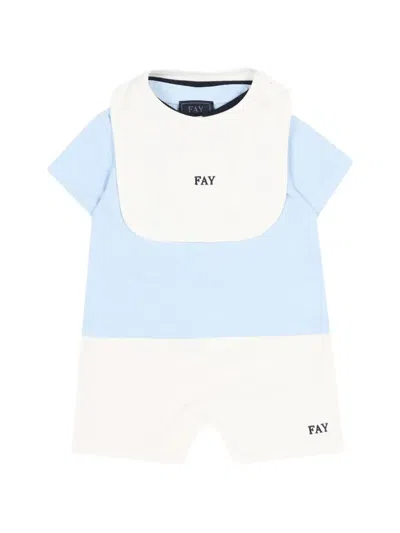 Fay Babies' Striped Collar Romper In Blue
