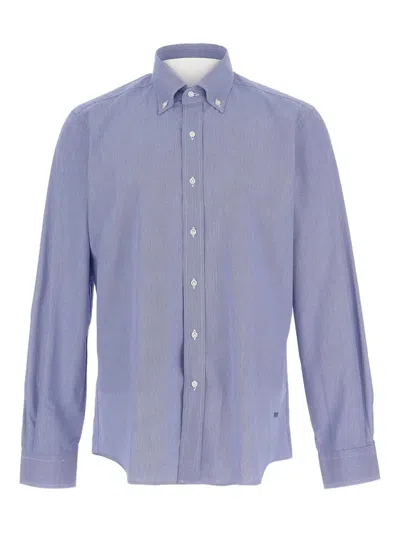 Fay Striped Cotton Shirt In Blue