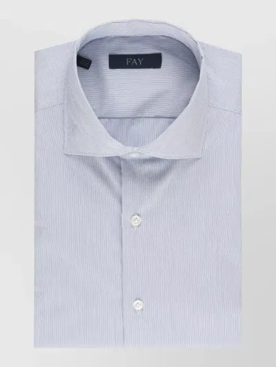 Fay Striped Cotton Shirt Straight Cut Buttoned Cuffs In Blue