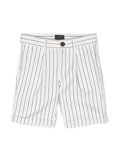Fay Kids' Striped Cotton Shorts In White