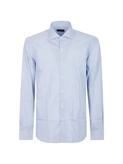 Fay Striped Embroidered-logo Shirt In Blue