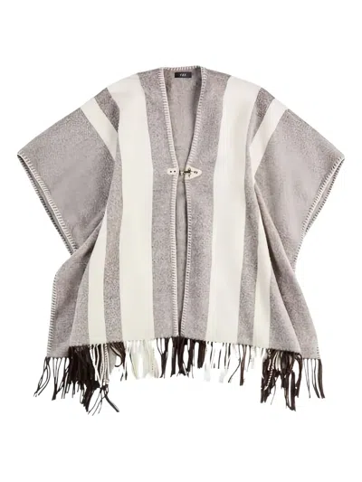 FAY STRIPED-FRINGE PONCHO