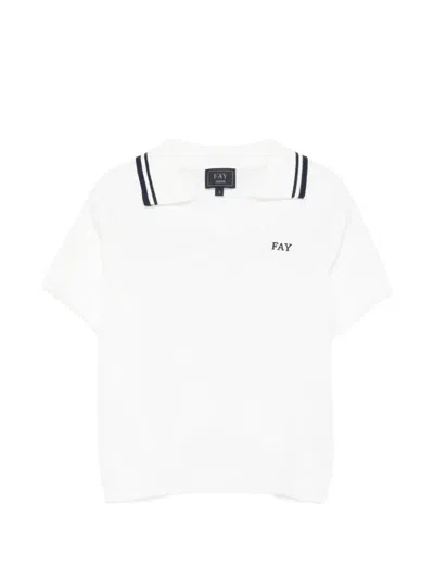 Fay Striped Knit Top In White