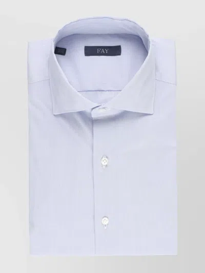Fay Striped Long Sleeve Shirt With Button Accents In Blue