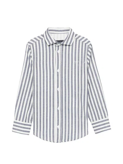 Fay Kids' Striped Long-sleeve Shirt In Gray