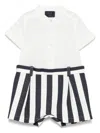 Fay Striped-panel Romper In White